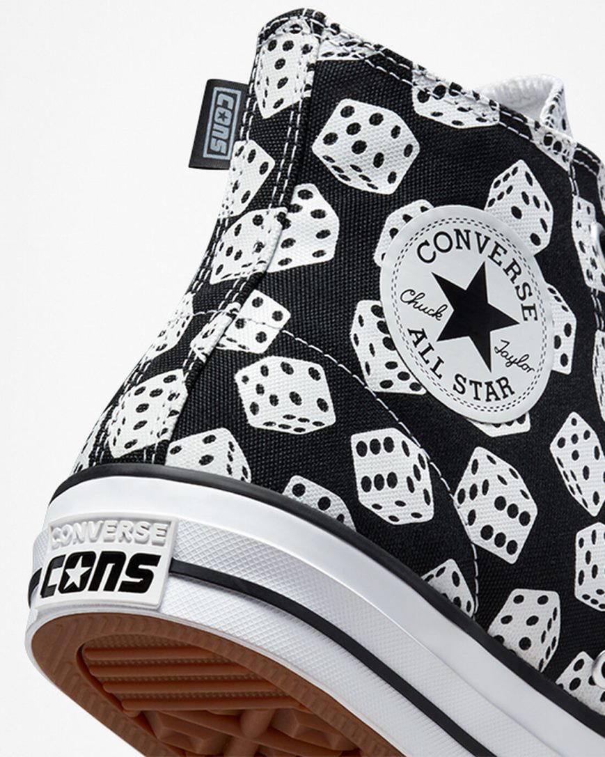 Women's Converse Chuck Taylor All Star Pro Dice Skate Shoes Black / White | AU 93C0EJ